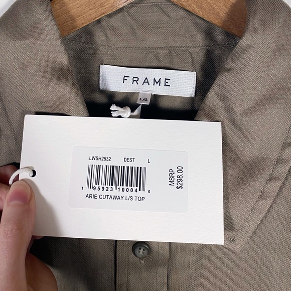 Frame Arie Cutaway Button-Up Shirt Top Desert - Picture 5 of 6